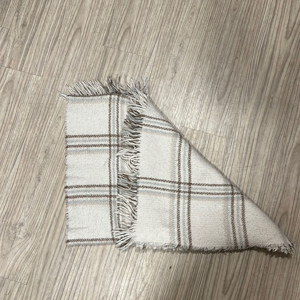 Oversized scarf brown light blue tan and cream